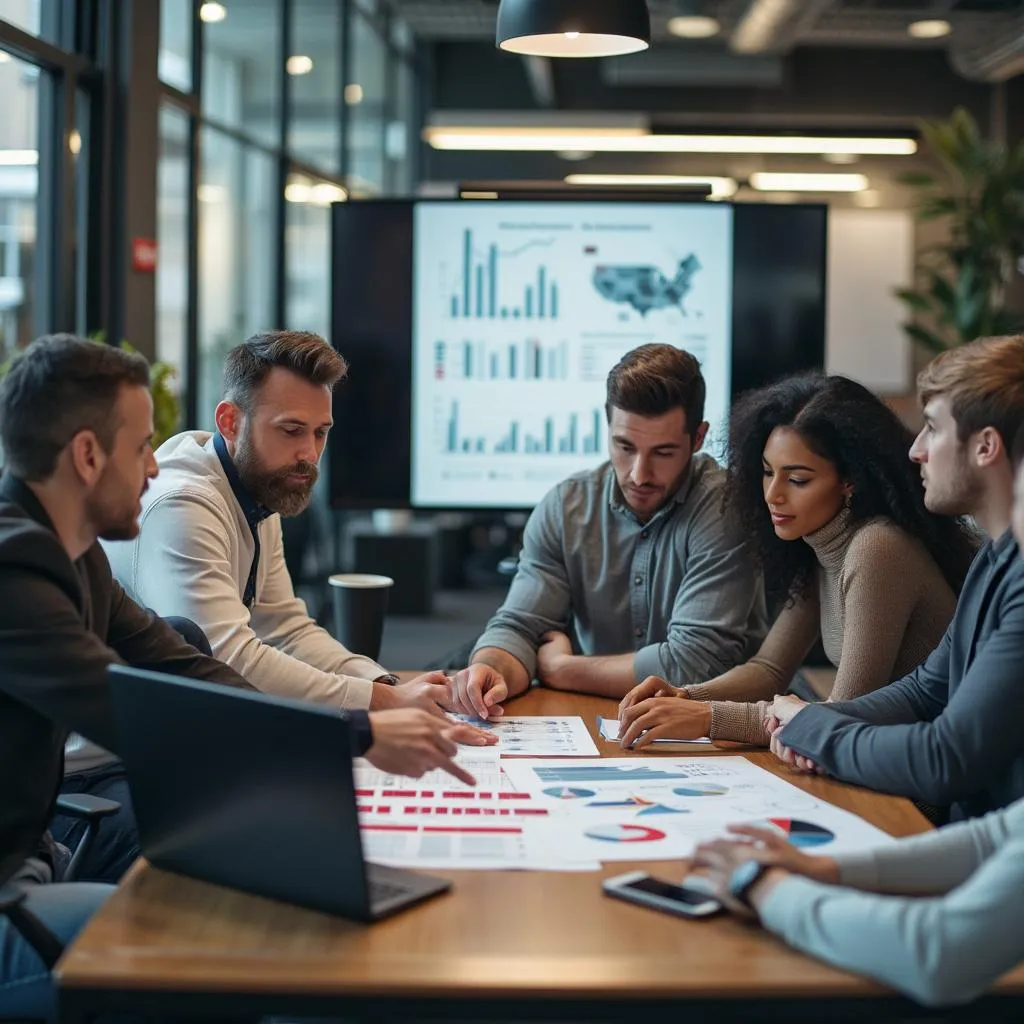 Equipo de Prehensile discutiendo estrategias